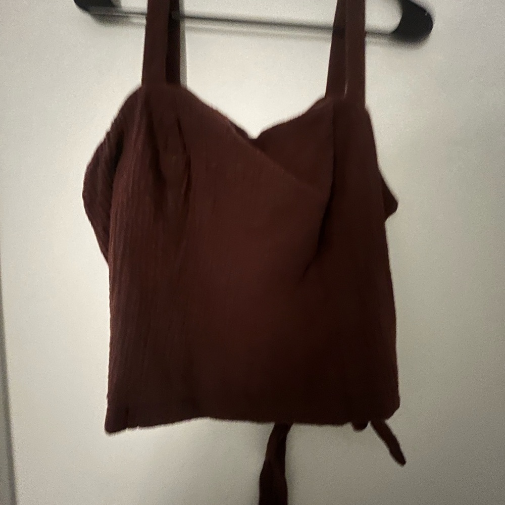 Anthropologie Burgundy Crepe Crop Top